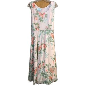 Vintage NWOT Allison Woods Dress Women's Size 14 Floral Cottagecore Sleeveless